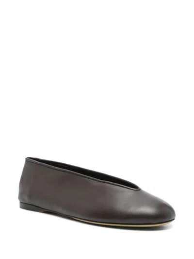 Moschino Duck" Dancer Leather Flats In Brown