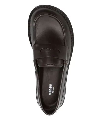 Moschino Desert Penny Strap Loafers In Brown