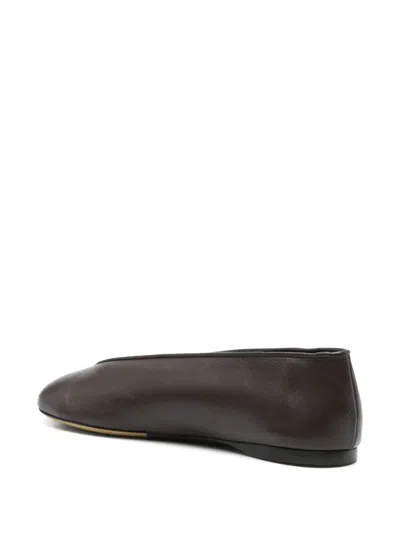 Moschino Duck" Dancer Leather Flats In Brown