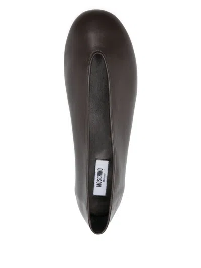 Moschino Duck" Dancer Leather Flats In Brown