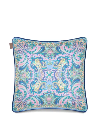 Etro Home Leafy-print Cushion (45cm X 45cm) In Blue