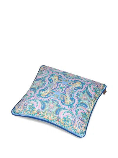 Etro Home Leafy-print Cushion (45cm X 45cm) In Blue