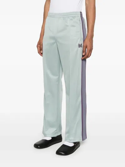 Needles Straight-leg Webbing-trimmed Logo-embroidered Tech-jersey Track Pants In Green