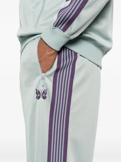 Needles Straight-leg Webbing-trimmed Logo-embroidered Tech-jersey Track Pants In Green