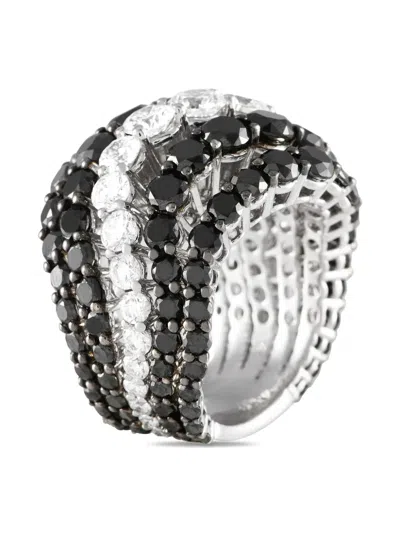 Pre-owned Bucherer 18kt White Gold Diamond Ring In Silver