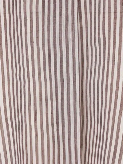 Brunello Cucinelli Striped Linen And Silk Shirt In White