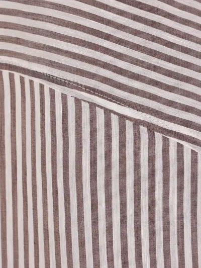 Brunello Cucinelli Striped Linen And Silk Shirt In White