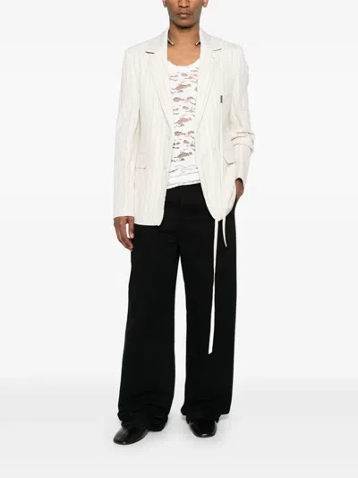 Ann Demeulemeester Long Sleeve Casual Jacket In White