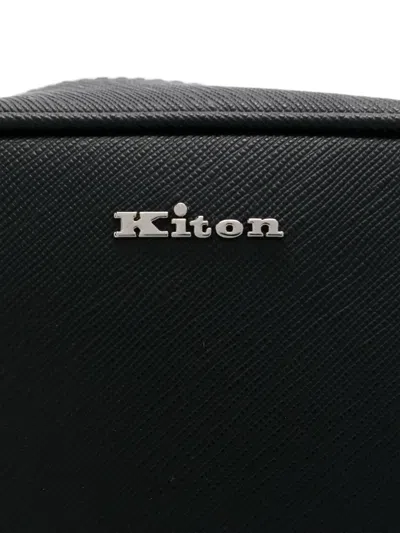 Kiton Logo-lettering Messenger Bag In Black