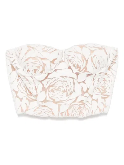 Ermanno Scervino Floral-motif Crop Top In White