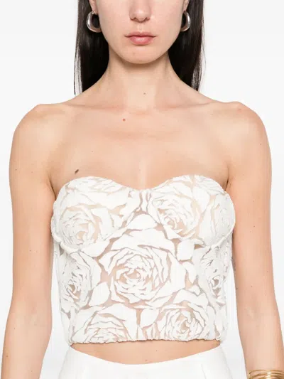 Ermanno Scervino Floral-motif Crop Top In White