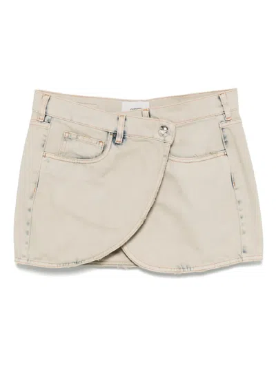Coperni Denim Mini Skirt Grey Greige In Grey