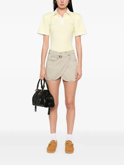 Coperni Denim Mini Skirt Grey Greige In Grey