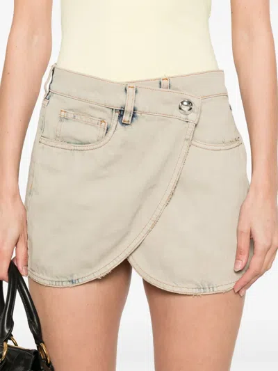 Coperni Denim Mini Skirt Grey Greige In Grey