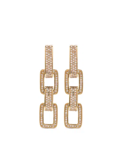 Shay 18k Yellow Gold Triple Deco Link Diamond Drop Earrings In Gold