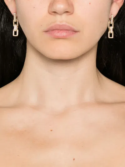 Shay 18k Yellow Gold Triple Deco Link Diamond Drop Earrings In Gold