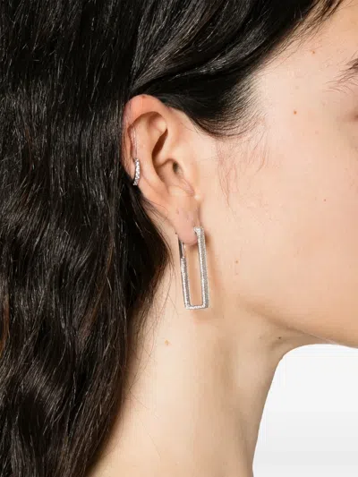 Shay Elongated Deco Link 18-karat White Gold Diamond Earrings In Silver