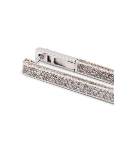 Shay Elongated Deco Link 18-karat White Gold Diamond Earrings In Silver