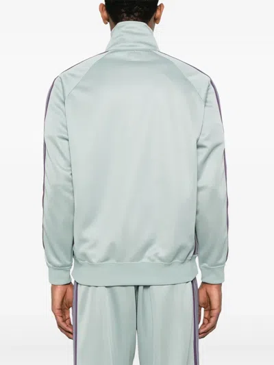 Needles Webbing-trimmed Logo-embroidered Tech-jersey Track Jacket In Green