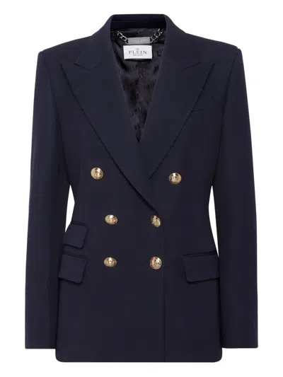 Philipp Plein Marine Double-breasted Blazer In Blue