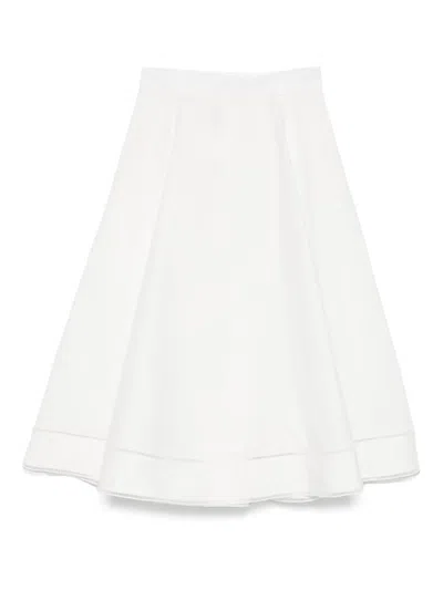 Rohe Ladder-embroidered Poplin Midi Skirt In White