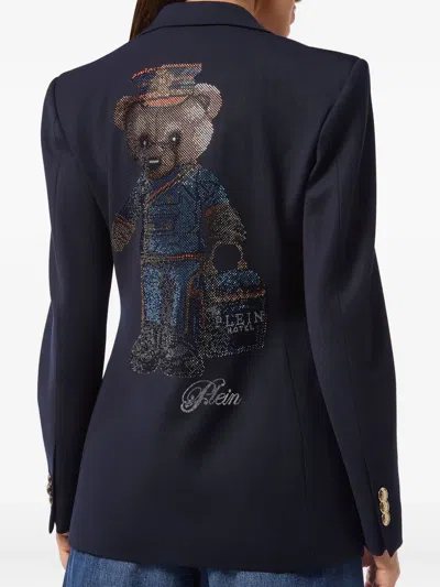 Philipp Plein Marine Double-breasted Blazer In Blue