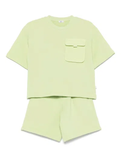 Il Gufo Cotton Shorts Set In Green