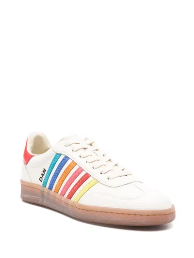 Dsquared2 Summer Lovers Leather Sneakers Rainbow Stripes In Multi