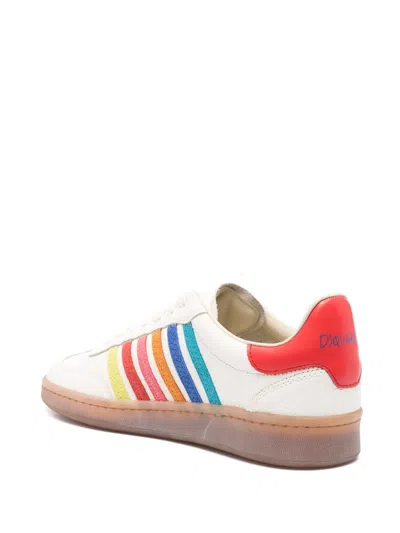 Dsquared2 Summer Lovers Leather Sneakers Rainbow Stripes In Multi