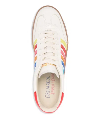 Dsquared2 Summer Lovers Leather Sneakers Rainbow Stripes In Multi