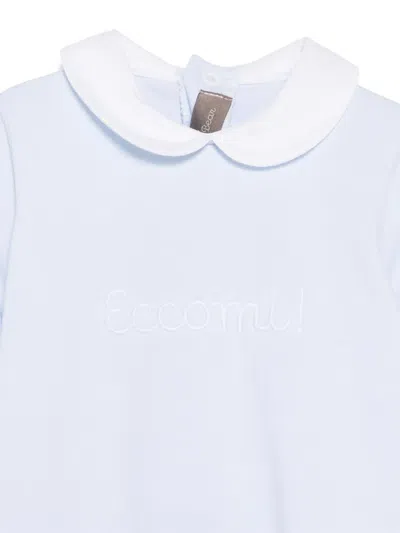 Little Bear Logo-embroidered Pajamas In Blue