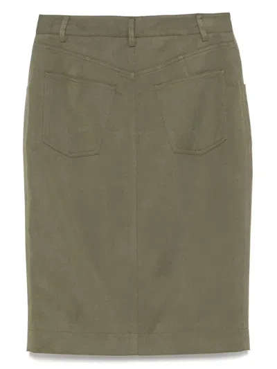 Barbara Bui Gabardine Midi Skirt In Green
