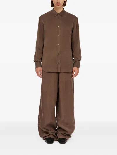 Ferragamo Long-sleeved Shirt In Brown