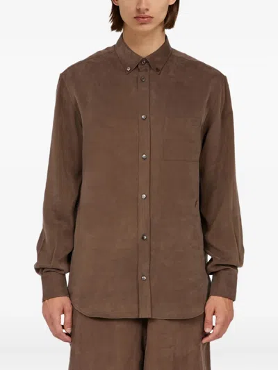 Ferragamo Long-sleeved Shirt In Brown