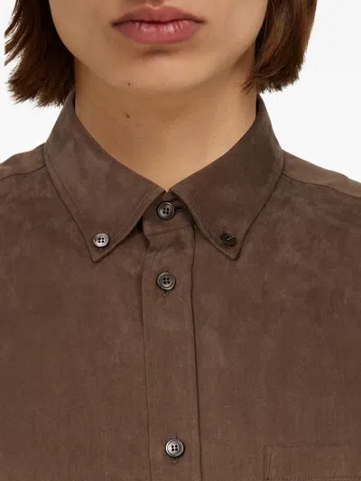 Ferragamo Long-sleeved Shirt In Brown