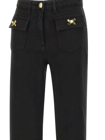 Elisabetta Franchi Jewelled Bows Trousers In Black