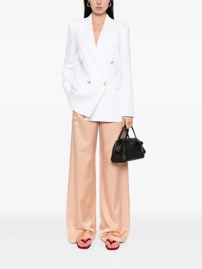 Hugo Boss Boss Double-breasted Linen Blazer With Structured Shoulders In White