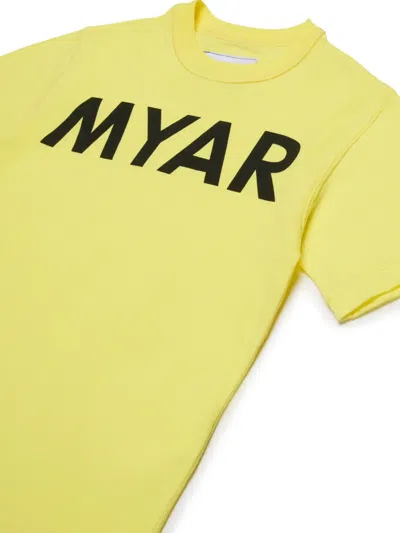 Myar T-shirt In Cotone Deadstock Con Logo  In Yellow