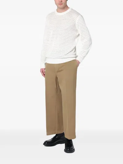 Roberto Collina Perforated Milk-coloured Sweater In Cotton In White
