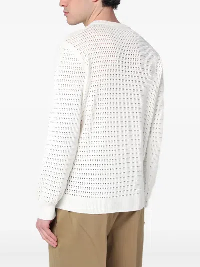 Roberto Collina Perforated Milk-coloured Sweater In Cotton In White