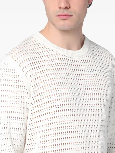 Roberto Collina Perforated Milk-coloured Sweater In Cotton In White