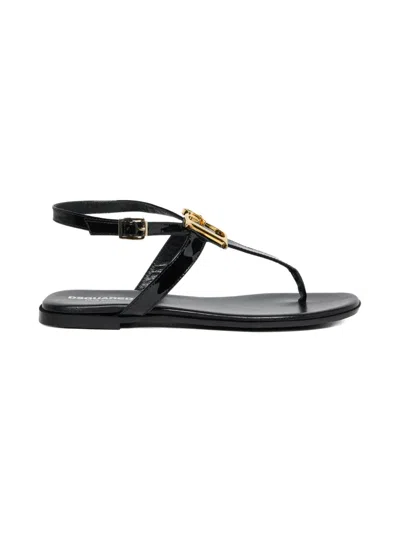 Dsquared2 Logo-plaque Sandals In Black