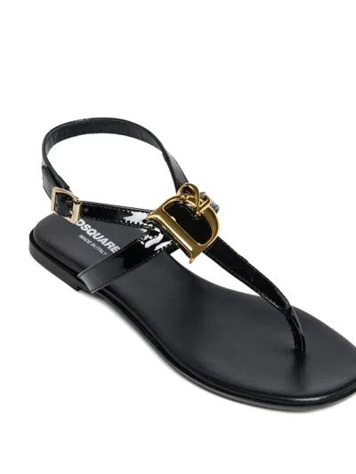 Dsquared2 Logo-plaque Sandals In Black