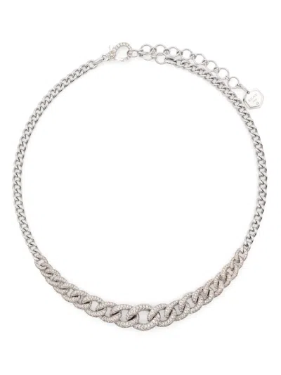 Shay 18k White Gold Chain Diamond Necklace In Silver
