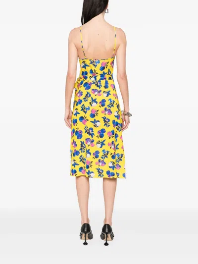 Coperni Floral Print Wrap Dress With Tie Waist In Yellow