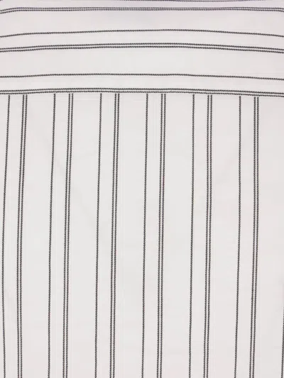 Saint Laurent Striped Cotton Shirt Curved Hem In White