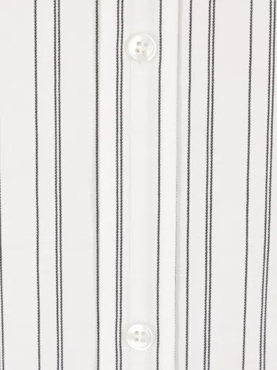 Saint Laurent Striped Cotton Shirt Curved Hem In White