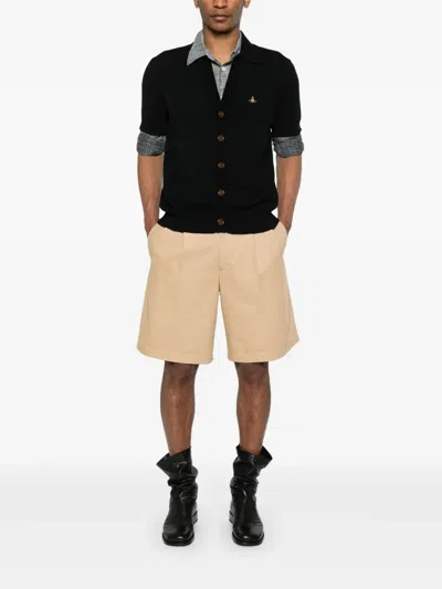 Vivienne Westwood Black Cotton Polo Cardigan In Black