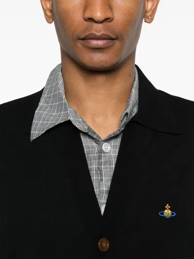 Vivienne Westwood Black Cotton Polo Cardigan In Black
