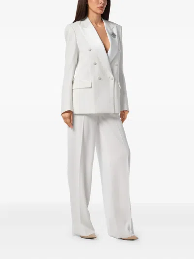 Philipp Plein Dame Double-breasted Blazer In White